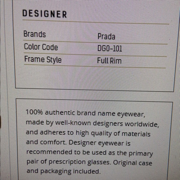 Prada VPS 02H Glass Frames (color code DGO-1010) - Picture 11 of 11